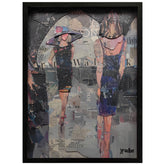 Art Walk - Hand-Made Dimensional Art Collage, Under Glass, Encased on a Black Shadowbox Frame